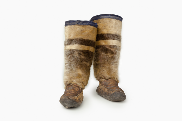 animal skin shoes worn by the inuit 